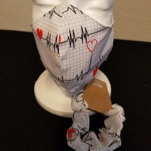 Fabric Face Mask with Matching Scrunchie/EKG